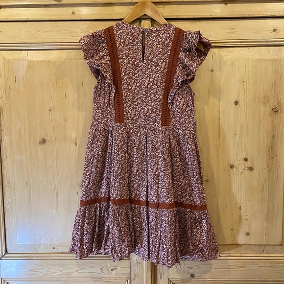 Madewell Floral Mini Dress in Brown & Red Size Small - Picture 7 of 7